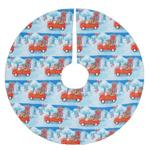 Saia Para Árvore De Natal De Poliéster Pekingese Dog Christmas Delivery Truck Snow