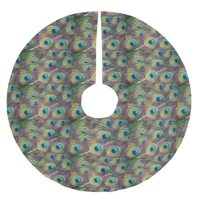 Saia Para Árvore De Natal De Poliéster Penas de Penas de Peacock (Frente)