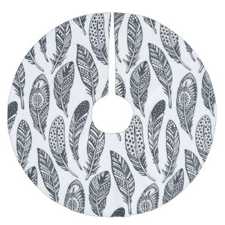 Saia Para Árvore De Natal De Poliéster Penas tribais desenhadas à mão, padrão de colheita