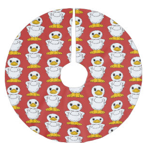 Saia Para Árvore De Natal De Poliéster Pequeno Pato Branco em Pé Real Thunder_Cove