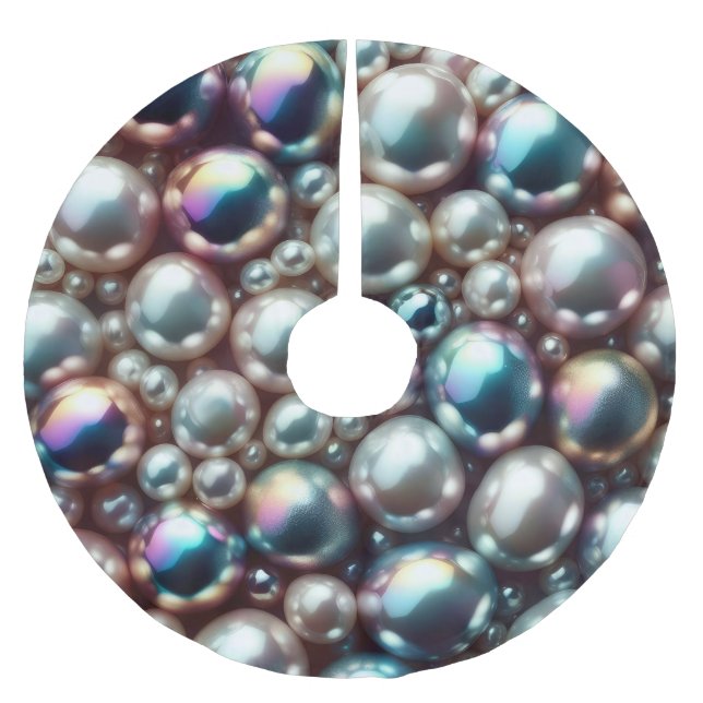 Saia Para Árvore De Natal De Poliéster Pérolas (Frente)