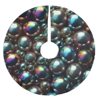 Saia Para Árvore De Natal De Poliéster Pérolas Negras