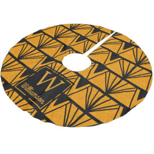 Saia Para Árvore De Natal De Poliéster Personalizado - Glama de Arte Deco Amber e Preto