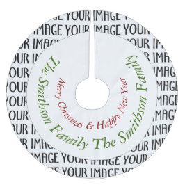 Saia Para Árvore De Natal De Poliéster Personalize-o com a sua foto e a saia da árvore de