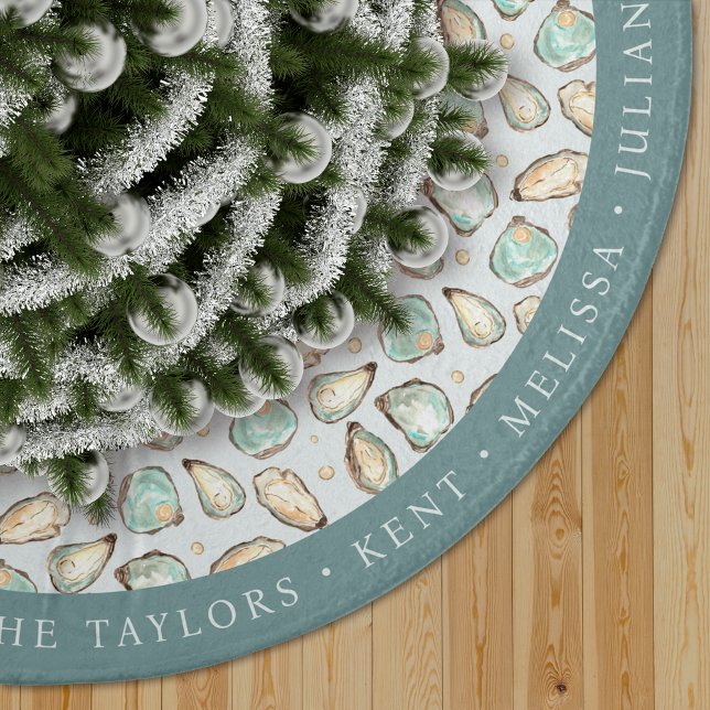 Saia Para Árvore De Natal De Poliéster Personalized Coastal Oyster Shell (Criador carregado)