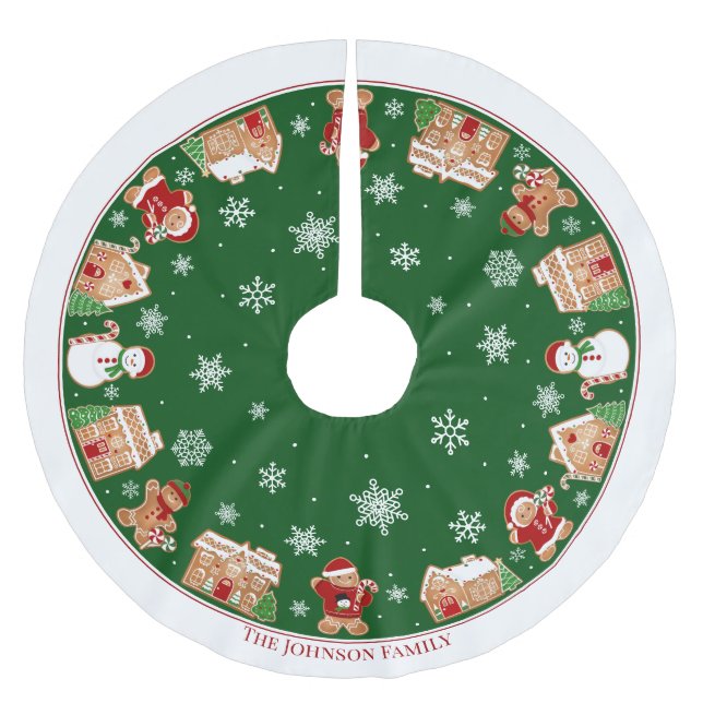 Saia Para Árvore De Natal De Poliéster Personalized Gingerbread Village Brushed Polyester (Frente)