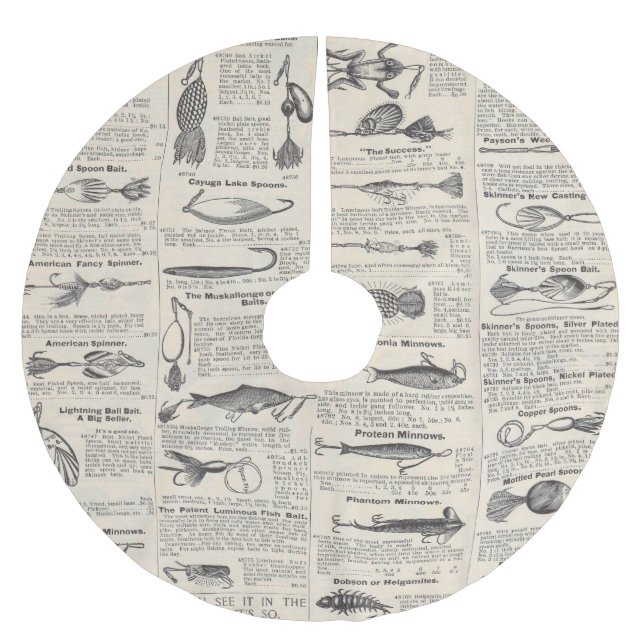 Saia Para Árvore De Natal De Poliéster Pescarias Vintage: Pescador antigo dos anos 1900 (Frente)