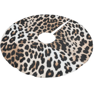 Saia Para Árvore De Natal De Poliéster Pêssego Preto Creme Leopardo Natal