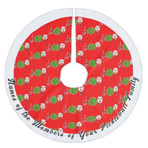 Saia Para Árvore De Natal De Poliéster Pickleball Alegria de Natal Vermelho Branco Person