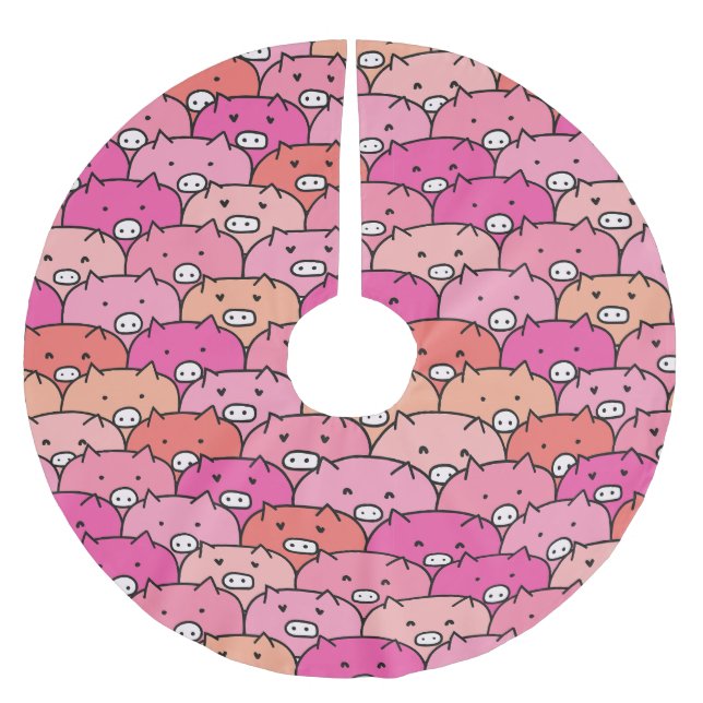 Saia Para Árvore De Natal De Poliéster Pig Pattern Engraçado (Frente)
