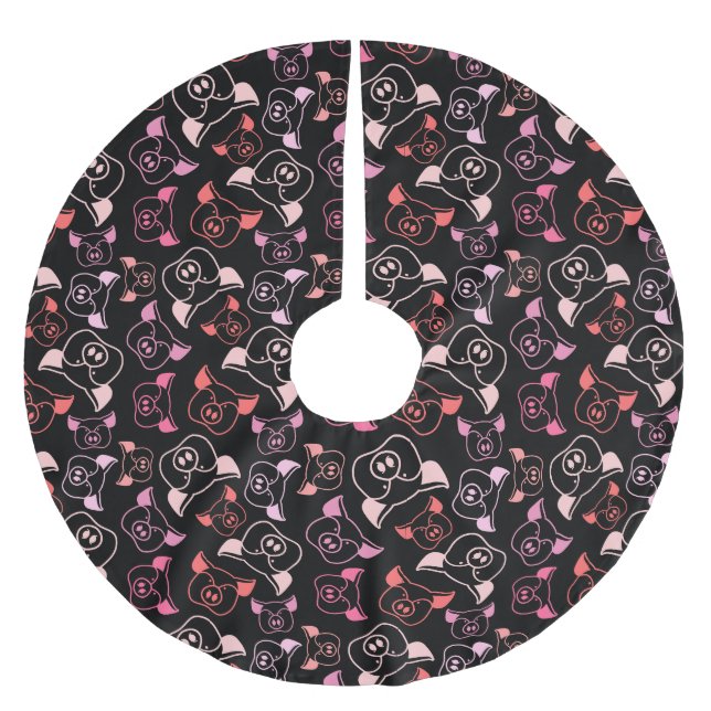 Saia Para Árvore De Natal De Poliéster Pigs - Padrão (Frente)