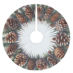 Saia Para Árvore De Natal De Poliéster Pinecones de Natal Rustic da Aquarela