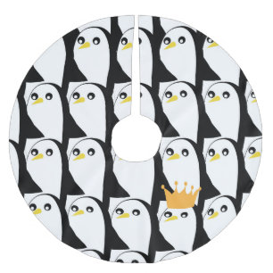 Saia Para Árvore De Natal De Poliéster Pinguim Cômico: Vintagem Branca Preta
