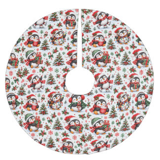Saia Para Árvore De Natal De Poliéster Pinguim de Natal Alegria de Festa