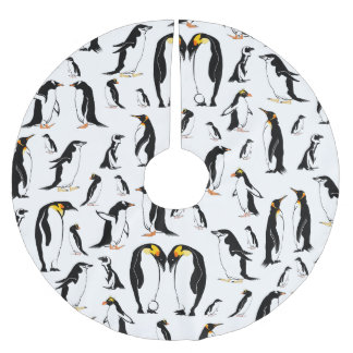 Saia Para Árvore De Natal De Poliéster Pinguim preto e branco