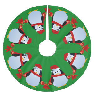 Saia Para Árvore De Natal De Poliéster Pinguins da dança