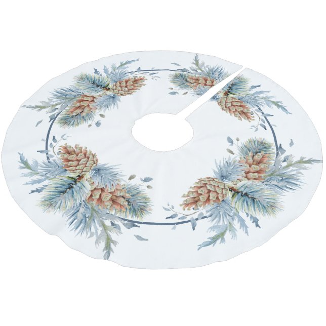 Saia Para Árvore De Natal De Poliéster Pinheiro de inverno festivo e Evergreens (Inclinado)