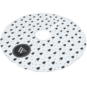 Saia Para Árvore De Natal De Poliéster Pinheiros preto e branco elegantes personalizados