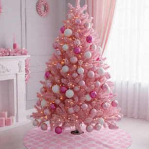 Saia Para Árvore De Natal De Poliéster Pink Bauble Holiday Ornament Padrão de Natal