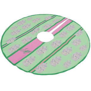 Saia Para Árvore De Natal De Poliéster Pink Green Christmas Ginger Jar Jars Tree Skirt