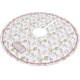 Saia Para Árvore De Natal De Poliéster Pink Pastel e Birch Feliz Natal