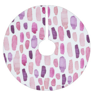 Saia Para Árvore De Natal De Poliéster Placas De Aquarela: Cor De Rosa, Púrpura.