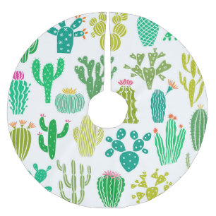 Saia Para Árvore De Natal De Poliéster Planta de cactus: vintage floral set.