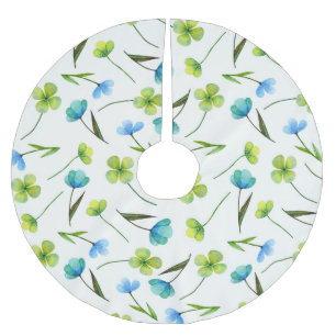 Saia Para Árvore De Natal De Poliéster Plantas De Aquarelas: Padrão Floral Sem Costura.
