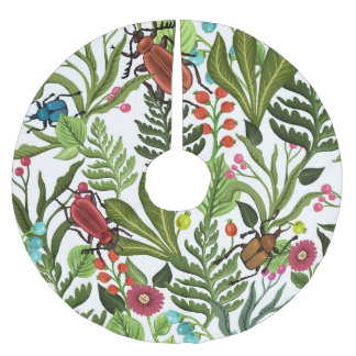Saia Para Árvore De Natal De Poliéster Plantas decorativas e insetos: Design sem costura.