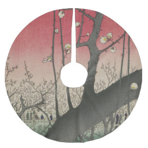 Saia Para Árvore De Natal De Poliéster Plum Estate Japonês Edo Woodblock Plum