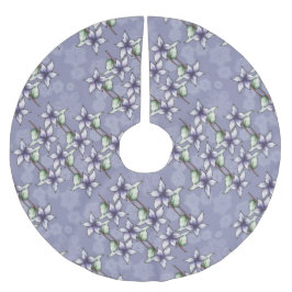 Saia Para Árvore De Natal De Poliéster Poinsetos roxos e flocos de neve no Natal