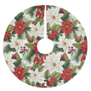 Saia Para Árvore De Natal De Poliéster Poinsettia de Natal – Design Floral de Feriado