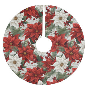 Saia Para Árvore De Natal De Poliéster Poinsettia de Natal – Design Floral de Feriado