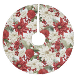 Saia Para Árvore De Natal De Poliéster Poinsettia de Natal – Design Floral de Feriado