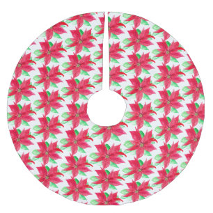 Saia Para Árvore De Natal De Poliéster Poinsettia Red Floral Fllower