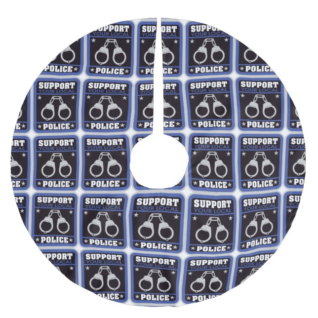 Saia Para Árvore De Natal De Poliéster Polícia local do apoio (Frente)