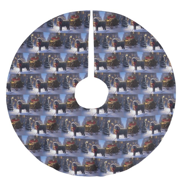 Saia Para Árvore De Natal De Poliéster Poodle Christmas Fesason (Frente)