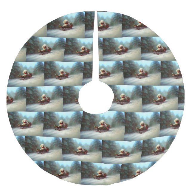 Saia Para Árvore De Natal De Poliéster Poodle Natal neve inverno (Frente)