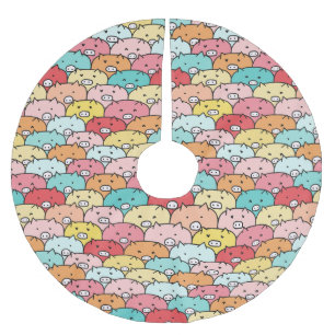 Saia Para Árvore De Natal De Poliéster Porcos Coloridos Engraçados E Bons Padrões