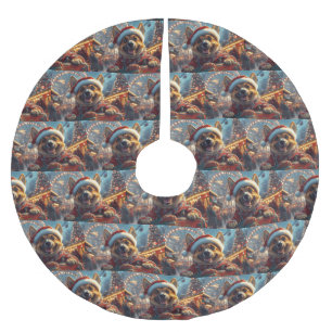 Saia Para Árvore De Natal De Poliéster Porta copos de Cachorro Malinois Belga no Natal