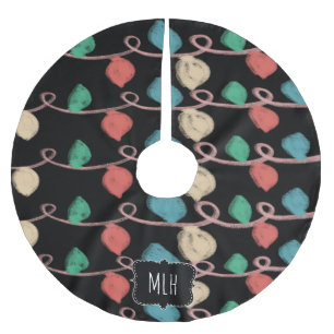 Saia Para Árvore De Natal De Poliéster Portas natalinas String Lights Família Inicial