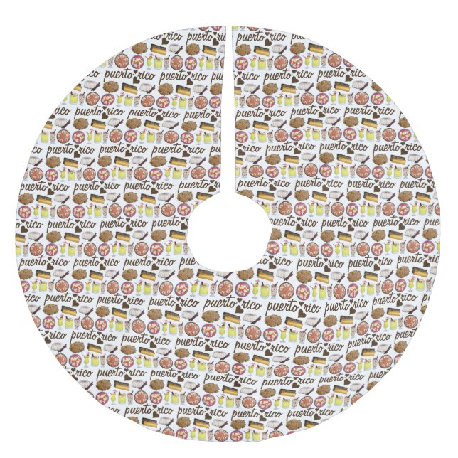 Saia Para Árvore De Natal De Poliéster Porto Rico Foodie, Comida Cuisine (Frente)