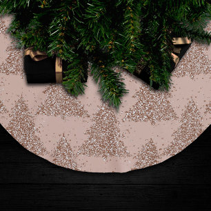 Saia Para Árvore De Natal De Poliéster Posh Tree Pattern   Glam Rosa Dourado Blush Christ