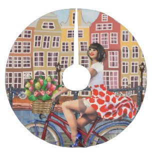 Saia Para Árvore De Natal De Poliéster Poster de Amsterdã: Batida-Pino Menina A Bicicleta