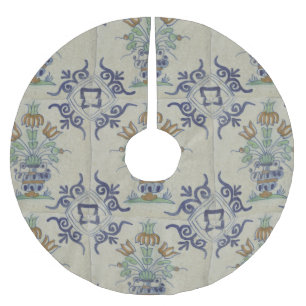 Saia Para Árvore De Natal De Poliéster Pote De Flor Antiquado Com Azulejo Delft