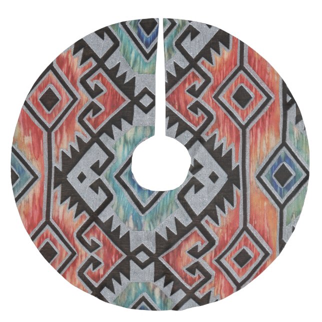 Saia Para Árvore De Natal De Poliéster Prata do sudoeste (Frente)