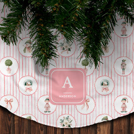 Saia Para Árvore De Natal De Poliéster Preppy Grandmillennial Rosa Noz-Moscada Natal
