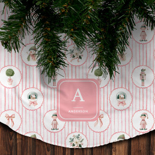 Saia Para Árvore De Natal De Poliéster Preppy Grandmillennial Rosa Noz-Moscada Natal