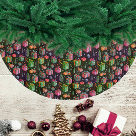 Saia Para Árvore De Natal De Poliéster Presentes de Natal Coloridos Modernos Padrão de In