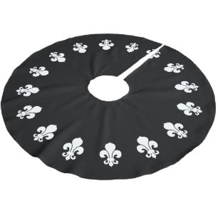 Saia Para Árvore De Natal De Poliéster Preto da flor de lis